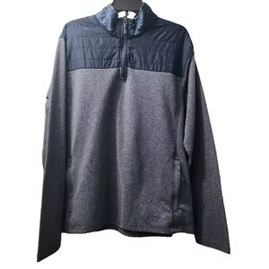 Eddie Bauer Men Size‎ XL Quilted Shoulder Pullover Gray Blue 1/4 Zip